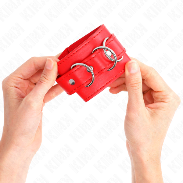KINK - MUÑEQUERAS CON 3 ANILLAS EN D AJUSTABLE ROJO 17.5-25 CM X 6 CM - Imagen 3