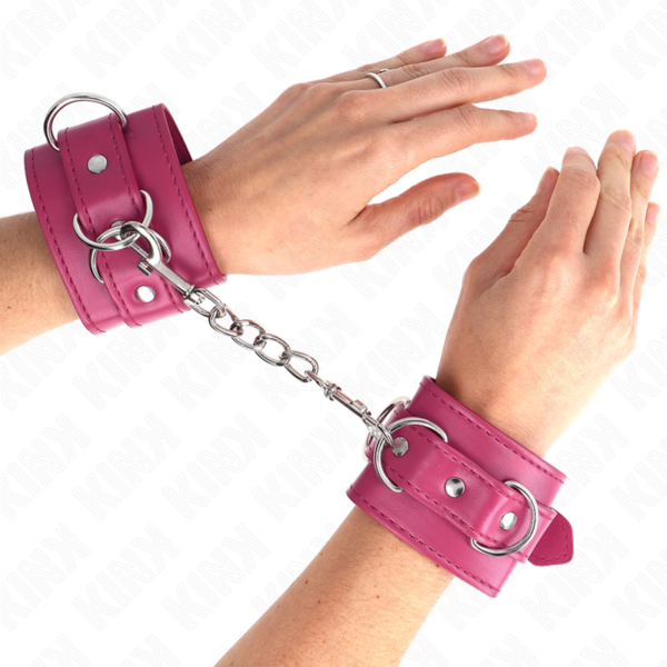 KINK - MUÑEQUERAS CON 3 ANILLAS EN D AJUSTABLE ROSA 17.5-25 CM X 6 CM - Imagen 4