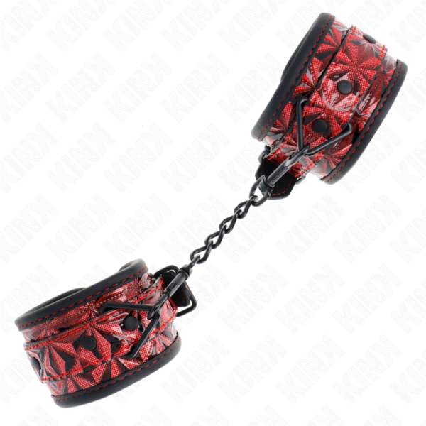 KINK - MUÑEQUERAS CON PATRÓN DE DIAMANTES ROJO OSCURO AJUSTABLE 17-26 CM X 5.5 CM - Imagen 2