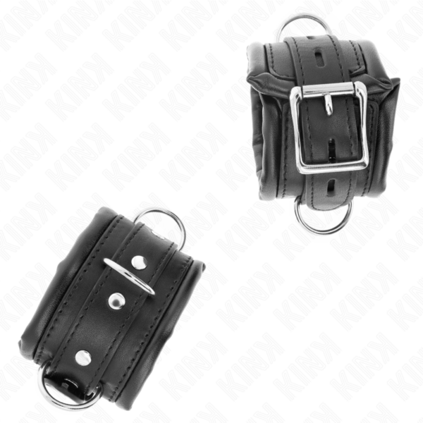 KINK - MUÑEQUERAS ESTILO HEAVY FORRO NEGRO AJUSTABLE 20-30 CM X 6 CM - Imagen 2