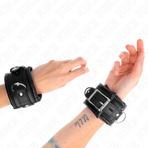KINK - MUÑEQUERAS ESTILO HEAVY FORRO NEGRO AJUSTABLE 20-30 CM X 6 CM - Imagen 4