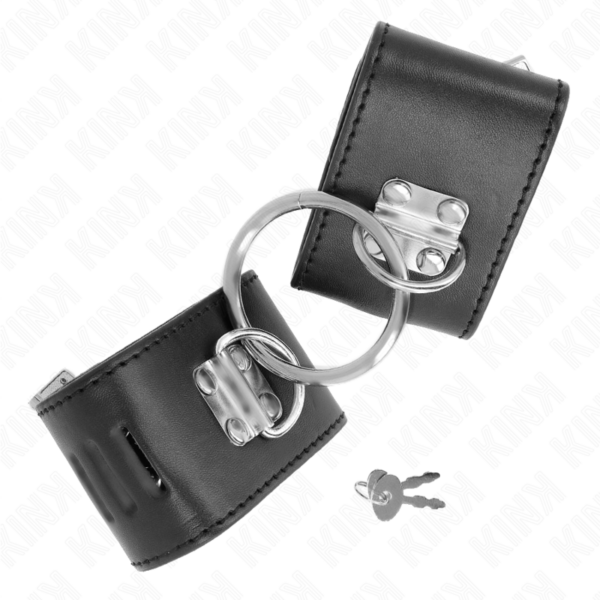 KINK - MUÑEQUERAS FIJAS CON ANILLA Y CIERRE CANDADO NEGRO AJUSTABLE 16-23 CM X 5.5 CM - Imagen 2