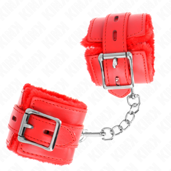 KINK - MUÑEQUERAS FORRADAS CON AGUJEROS CUADRADOS ROJO Y CORREA ROJO AJUSTABLE 17-29 CM X 6 CM - Imagen 2