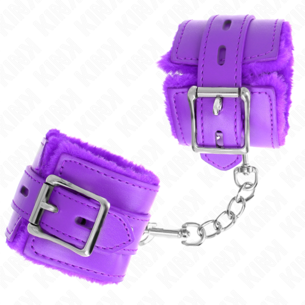 KINK - MUÑEQUERAS FORRADAS CON AGUJEROS CUADRADOS VIOLETA Y CORREA VIOLETA AJUSTABLE 17-29 CM X 6 CM - Imagen 2