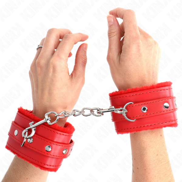 KINK - MUÑEQUERAS FORRADAS PREMIUM ROJO CON CORREA ROJO AJUSTABLE 17-29 CM X 6 CM - Imagen 4