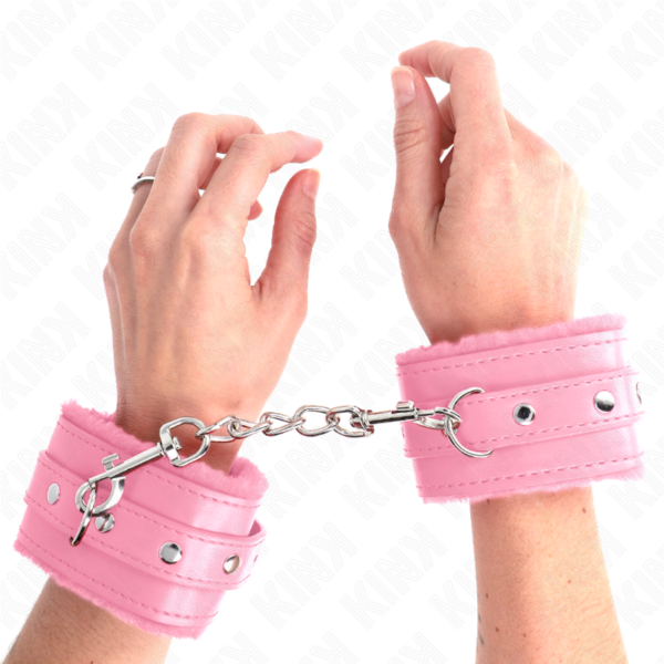 KINK - MUÑEQUERAS FORRADAS PREMIUM ROSA CON CORREA ROSA AJUSTABLE 17-29 CM X 6 CM - Imagen 4