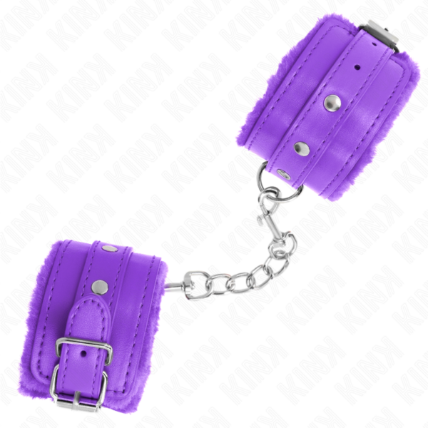 KINK - MUÑEQUERAS FORRADAS PREMIUM VIOLETA CON CORREA VIOLETA AJUSTABLE 17-29 CM X 6 CM - Imagen 2