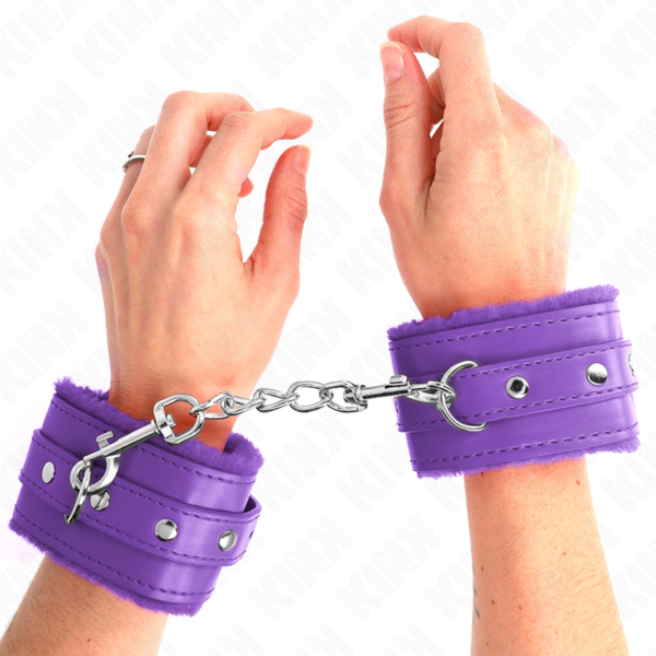 KINK - MUÑEQUERAS FORRADAS PREMIUM VIOLETA CON CORREA VIOLETA AJUSTABLE 17-29 CM X 6 CM - Imagen 4