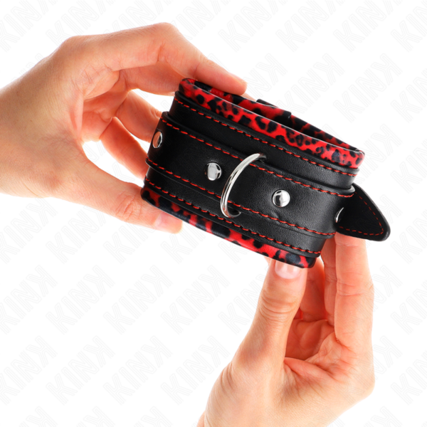 KINK - MUÑEQUERAS FORRADAS ROJO / NEGRO AJUSTABLE 17-29 CM X 6 CM - Imagen 3