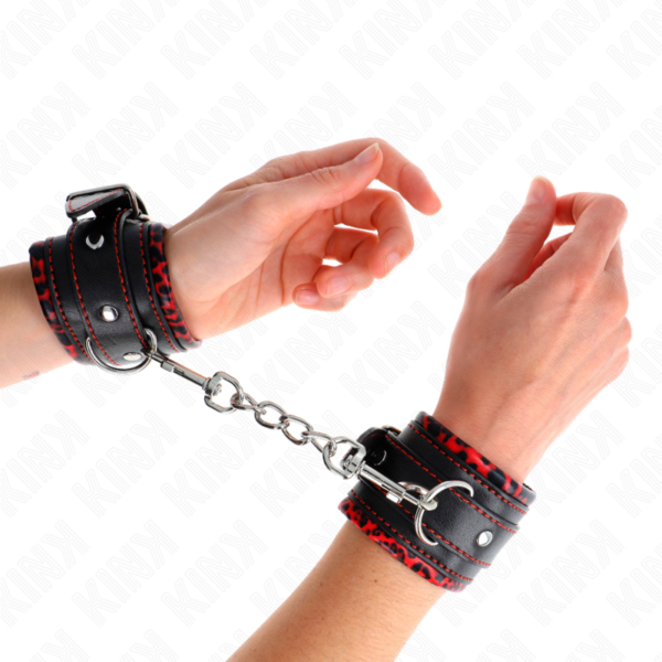 KINK - MUÑEQUERAS FORRADAS ROJO / NEGRO AJUSTABLE 17-29 CM X 6 CM - Imagen 4