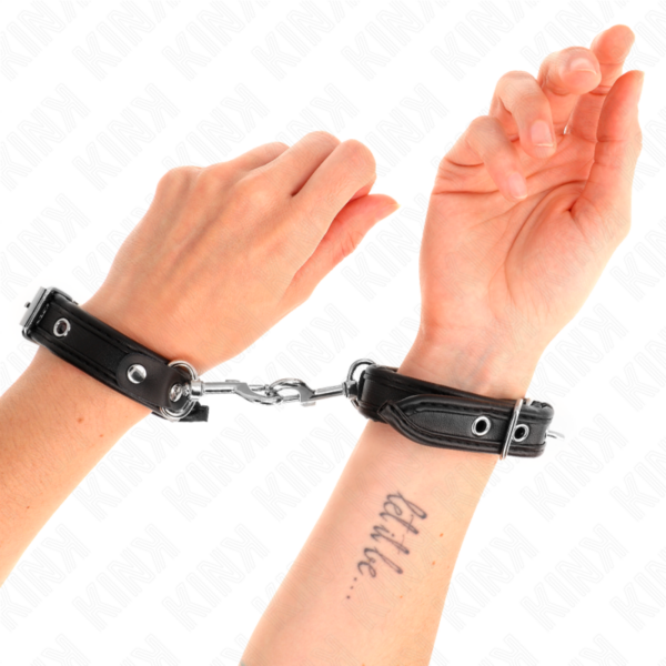 KINK - MUÑEQUERAS MINI NEGRO CON TACHUELAS AJUSTABLE 16-22 CM X 2 CM - Imagen 4