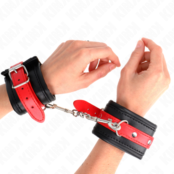 KINK - MUÑEQUERAS NEGRO CON CORREA ROJO AJUSTABLE 17-28 CM X 6 CM - Imagen 4