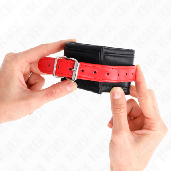 KINK - MUÑEQUERAS NEGRO CON CORREA ROJO AJUSTABLE 17-28 CM X 6 CM - Imagen 3