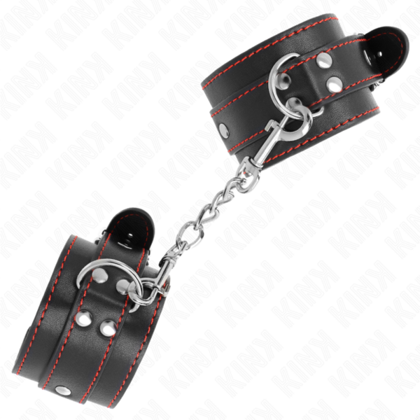 KINK - MUÑEQUERAS NEGRO CON DETALLES EN ROJO AJUSTABLE 20-28 CM X 5.5 CM - Imagen 2