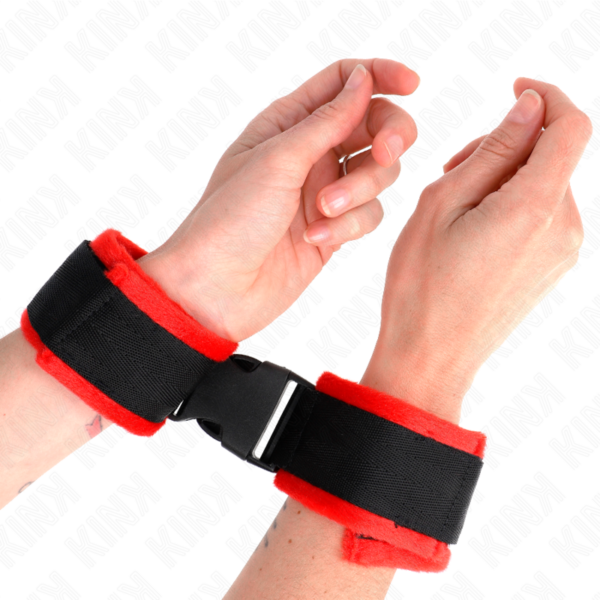 KINK - MUÑEQUERAS NYLON ROJO-NEGRO MODELO 1 AJUSTABLE 25-35 CM X 6 CM - Imagen 4