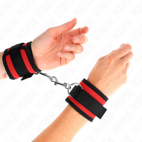 KINK - MUÑEQUERAS NYLON ROJO-NEGRO MODELO 2 AJUSTABLE 18-35 CM X 6 CM - Imagen 4