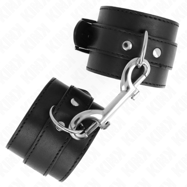 KINK - MUÑEQUERAS SIMPLES CON FILA DE REMACHES Y HEBILLA GRANDE NEGRO AJUSTABLE 17-28 CM X 5 CM - Imagen 2