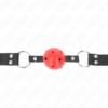 KINK - MORDAZA DE BOLA 4 CM TRANSPIRABLE CON DOBLE REMACHE ROJO 62 x 2.5 CM AJUSTABLE 42-58 CM - Imagen 3