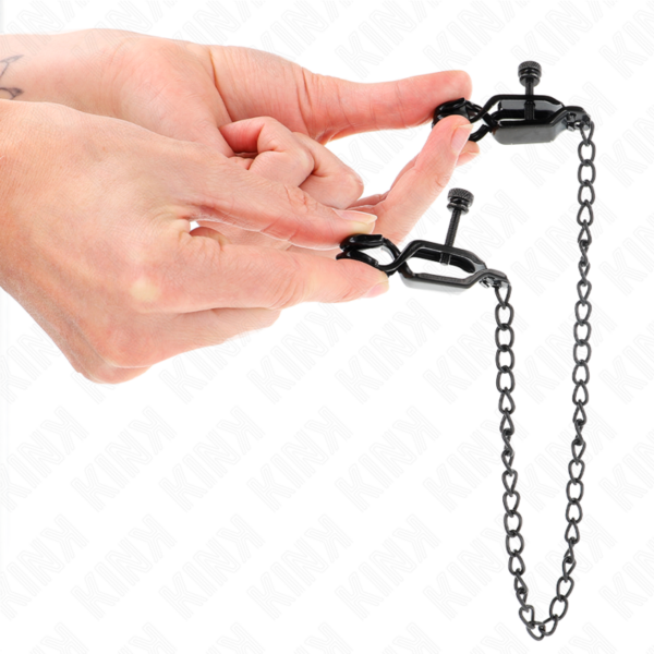 KINK - PINZAS PARA PEZONES PLANAS NEGRO CON CADENA NEGRO 30 CM - Imagen 2