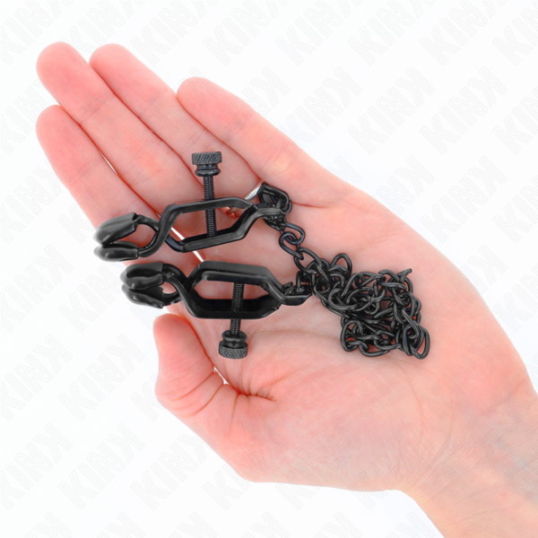 KINK - PINZAS PARA PEZONES PLANAS NEGRO CON CADENA NEGRO 30 CM - Imagen 4