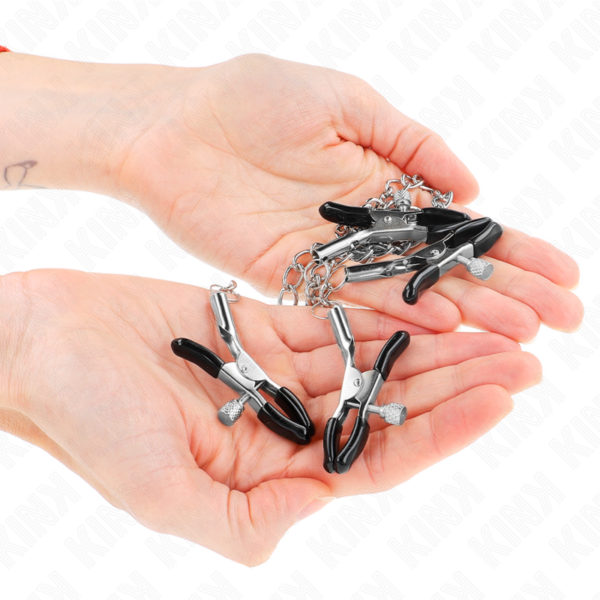 KINK - PINZAS PARA PEZONES Y CLÍTORIS 4 ENGANCHES AJUSTABLE PLATEADO - Imagen 3