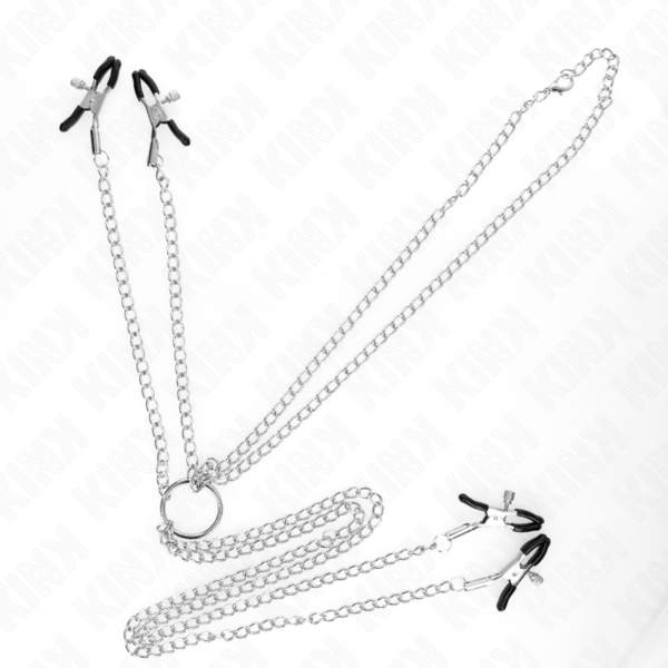 KINK - PINZAS PARA PEZONES Y CLÍTORIS 4 ENGANCHES AJUSTABLE PLATEADO - Imagen 4