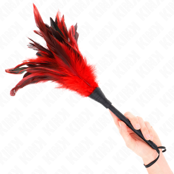 KINK - PLUMAS DE POLLO PARA COSQUILLAS CON FORMA CUERNO DE CRIADA ROJO 36 CM - Imagen 2