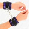 KINK - MUÑEQUERAS CORTAS DE ENCAJE TERCIOPELO Y UNIÓN DE NYLON VIOLETA/NEGRO 23 X 6.5 CM - Imagen 3
