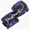 KINK - MUÑEQUERAS CORTAS DE ENCAJE TERCIOPELO Y UNIÓN DE NYLON VIOLETA/NEGRO 23 X 6.5 CM - Imagen 2