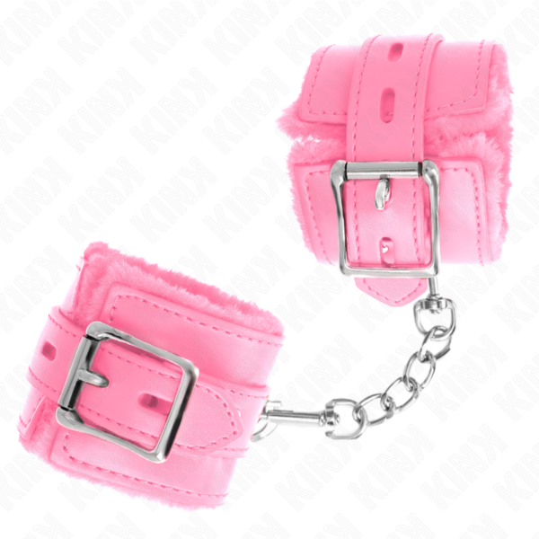 KINK - MUÑEQUERAS FORRADAS CON AGUJEROS CUADRADOS ROSA Y CORREA ROSA AJUSTABLE 17-29 CM X 6 CM - Imagen 2