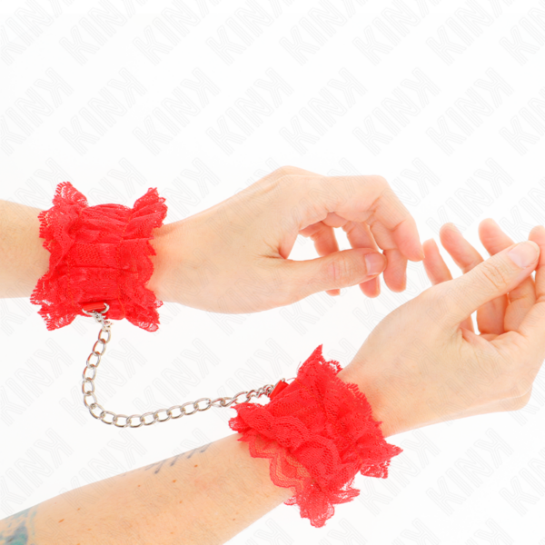 KINK - MUÑEQUERAS ELÁSTICAS DE ENCAJE ROJO - Imagen 3
