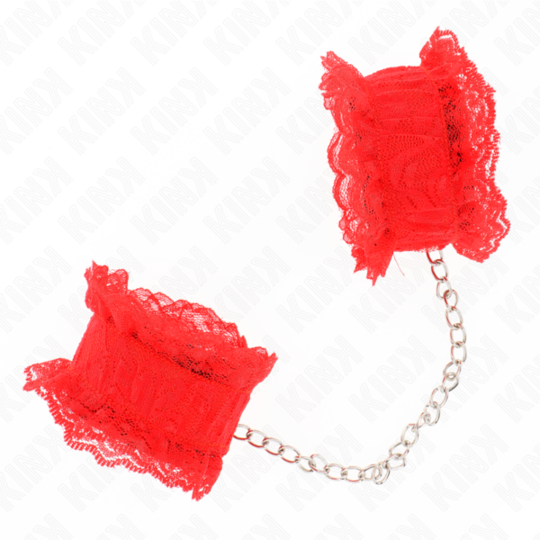 KINK - MUÑEQUERAS ELÁSTICAS DE ENCAJE ROJO - Imagen 2