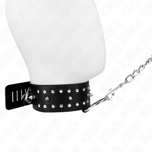 KINK - COLLAR CON CORREA 65 CM CON TACHUELAS PLATEADAS MODELO 1 AJUSTABLE 36-43 CM X 5 CM - Imagen 2