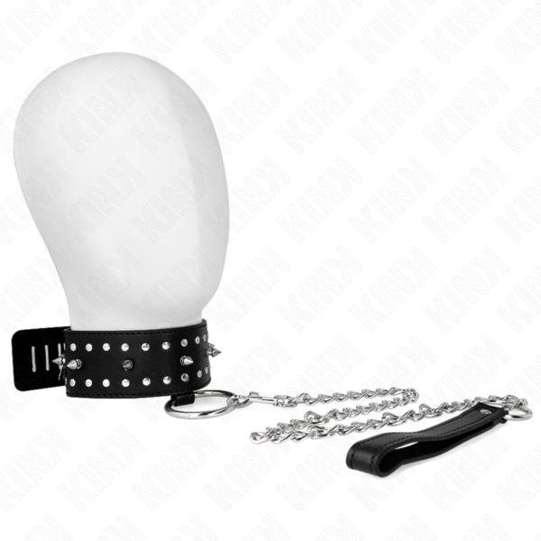 KINK - COLLAR CON CORREA 65 CM CON TACHUELAS PLATEADAS MODELO 1 AJUSTABLE 36-43 CM X 5 CM - Imagen 5