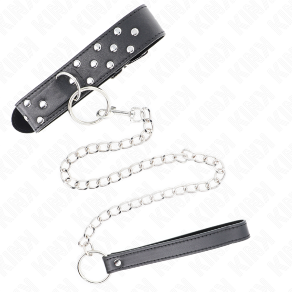 KINK - COLLAR CON CORREA 65 CM REMACHE ANILLA NEGRO AJUSTABLE 36-50 CM X 3.8 CM - Imagen 4