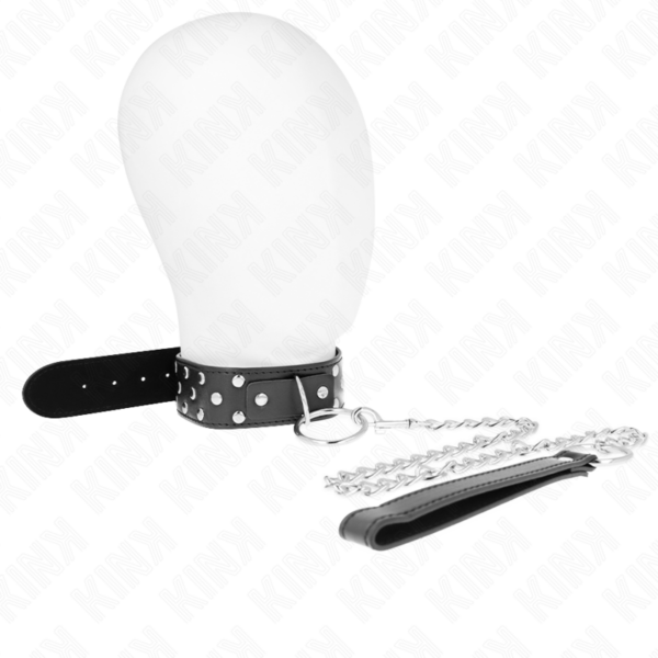 KINK - COLLAR CON CORREA 65 CM REMACHE ANILLA NEGRO AJUSTABLE 36-50 CM X 3.8 CM - Imagen 3