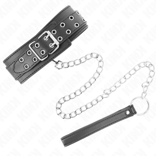 KINK - COLLAR CON CORREA 65 CM HEBILLAS PLATEADAS AJUSTABLE 33-46 CM X 5.5 CM - Imagen 5