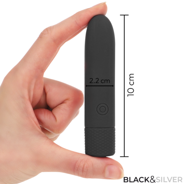 BLACK  SILVER - GERI BALA VIBRADORA RECARGABLE POR USB 8 VIBRACIONES NEGRO 10 X 2.2 CM - Imagen 3