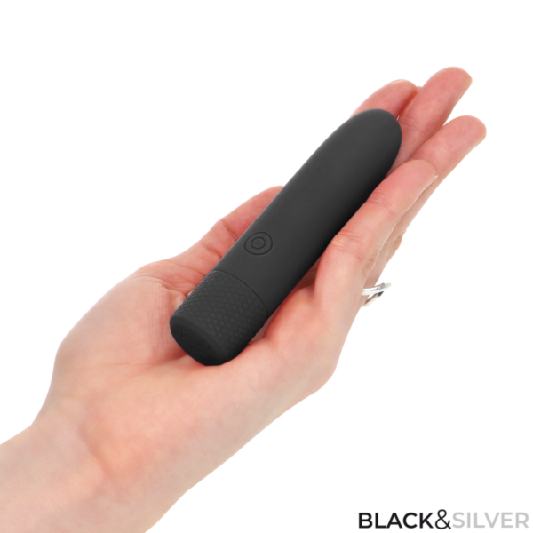 BLACK  SILVER - GERI BALA VIBRADORA RECARGABLE POR USB 8 VIBRACIONES NEGRO 10 X 2.2 CM - Imagen 4