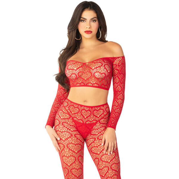 LEG AVENUE - CROP TOP + MEDIAS ROJO TALLA ÚNICA - Imagen 2