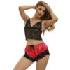 SUBBLIME - 953959 PIJAMA SEXY SATEN Y  ENCAJE NEGRO/ROJO S/M - Imagen 3
