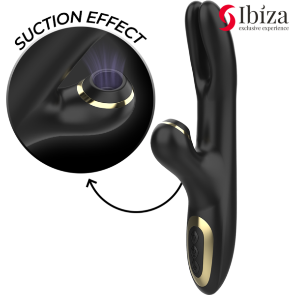 IBIZA - VIBRADOR  HI-TECH RABITT POR ONDAS CLITORIALES Y  DOBLE PINCHING NEGRO - Imagen 3
