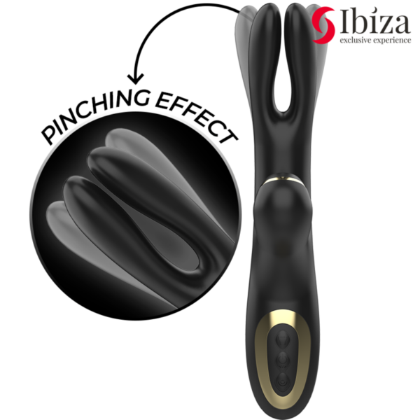 IBIZA - VIBRADOR  HI-TECH RABITT POR ONDAS CLITORIALES Y  DOBLE PINCHING NEGRO - Imagen 2