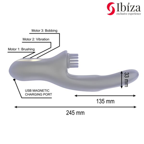 IBIZA - VIBRADOR HI-TECH RABITT BRUSHING MULTI CELDAS CLITORIALES Y DOBLE WAVE - Imagen 4