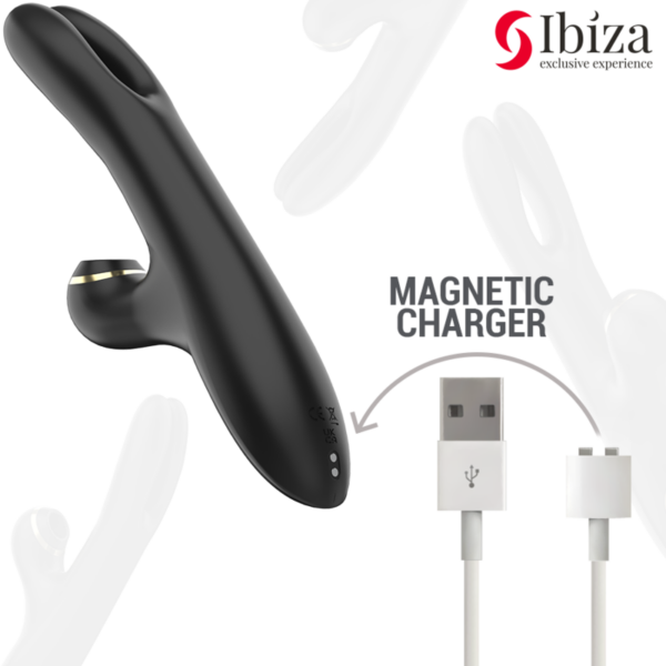 IBIZA - VIBRADOR  HI-TECH RABITT POR ONDAS CLITORIALES Y  DOBLE PINCHING NEGRO - Imagen 5