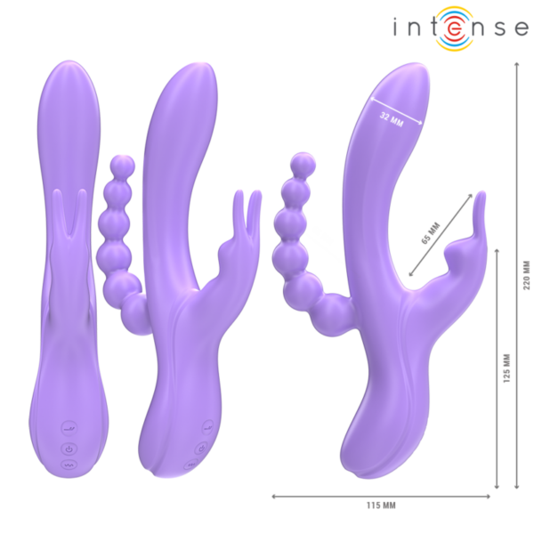 INTENSE - MIKO TRIPLE VIBRADOR RABBIT  ESTIMULADOR  ANAL 7 VIBRACIONES MORADO - Imagen 3