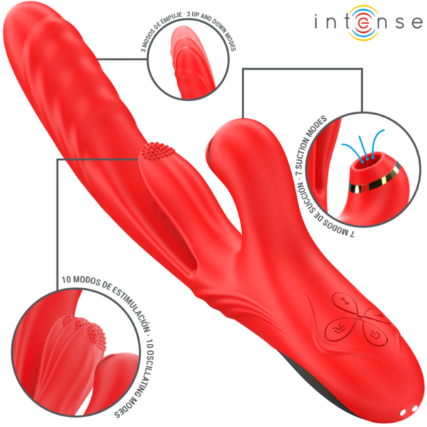 INTENSE - KAROL VIBRADOR MULTIFUNCIÓN EMPUJE  ESTIMULACIÓN  ONDAS ESTIMULADORAS ROJO - Imagen 2