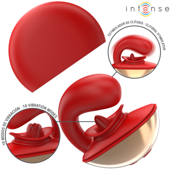 INTENSE - MARIAH VIBRADOR  ESTIMULADOR EN FORMA DE U 10 VIBRACIONES ROJO - Imagen 2