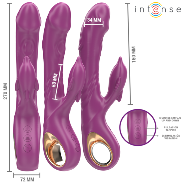 INTENSE - HALLE VIBRADOR MULTIFUNCIÓN CON LENGUA ESTIMULADORA EN FORMA DE DELFÍN MORADO - Imagen 3