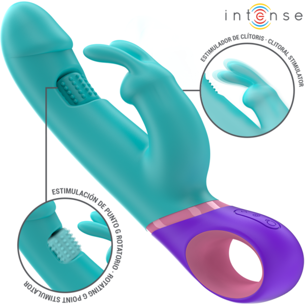 INTENSE - MÓNICA VIBRADOR RABBIT CON ESTIMULADOR ROTATORIO DEL PUNTO G AZUL - Imagen 2